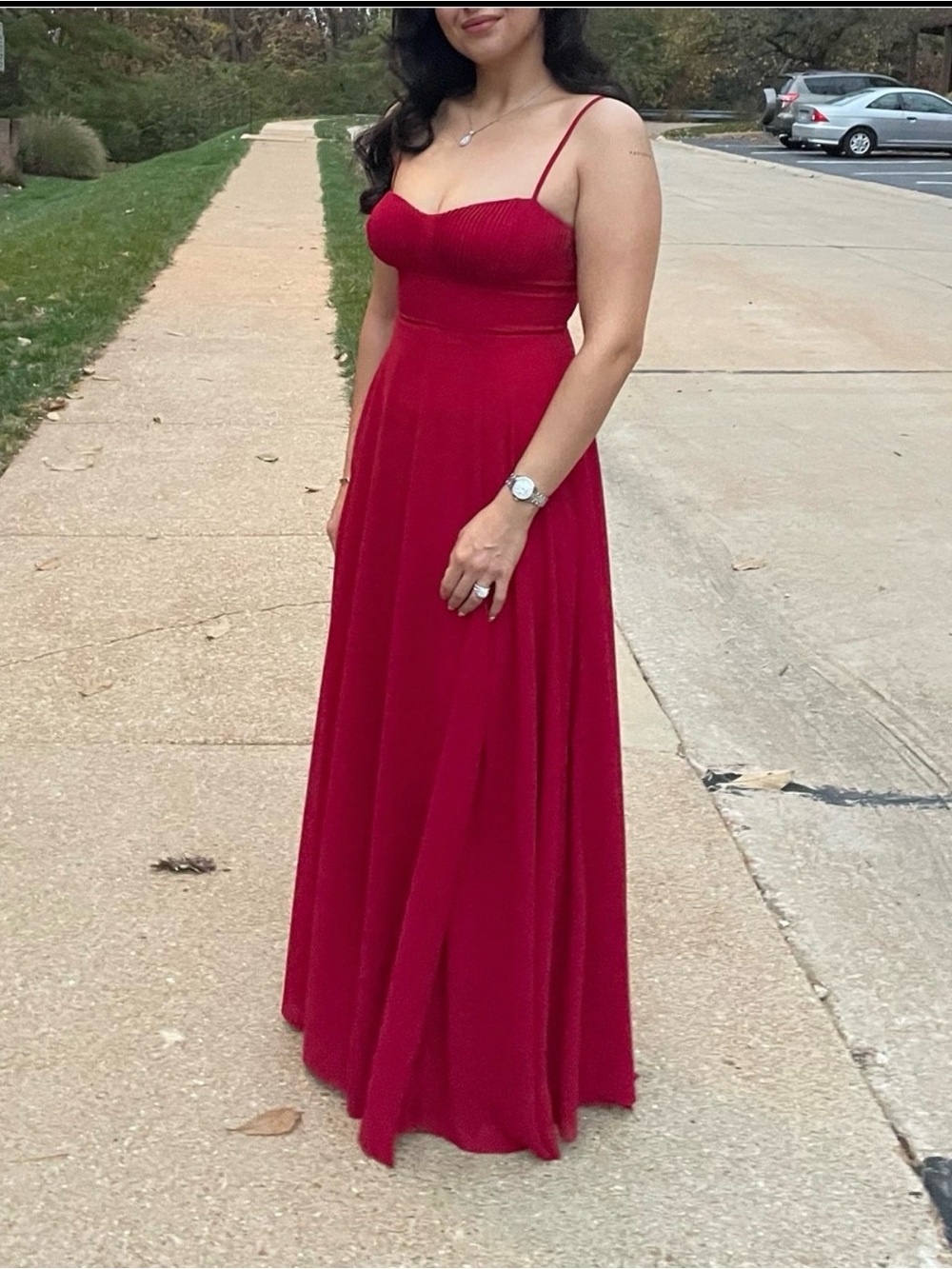 Lulu's Red Maxi Dress with Sweetheart Bodice